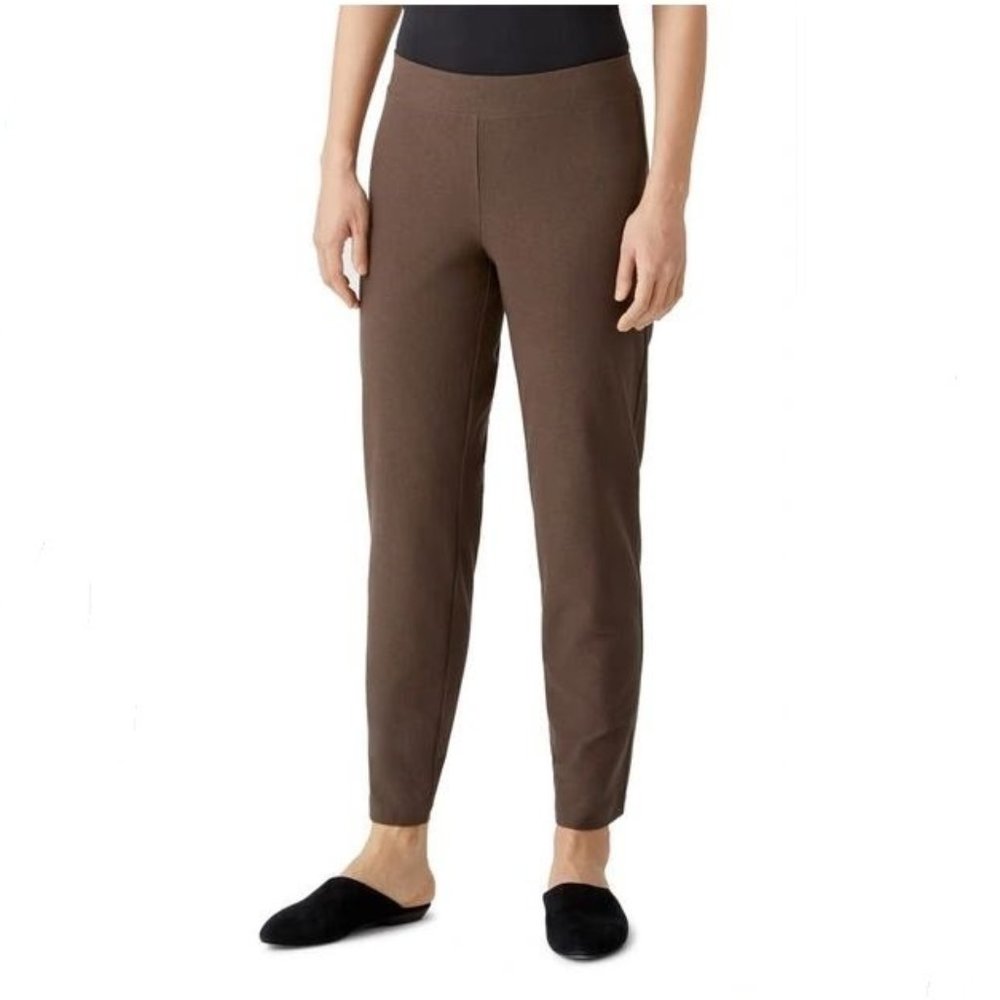 Eileen Fisher Washable Stretch Crepe Slim Ankle Pant Cocoa Size XL